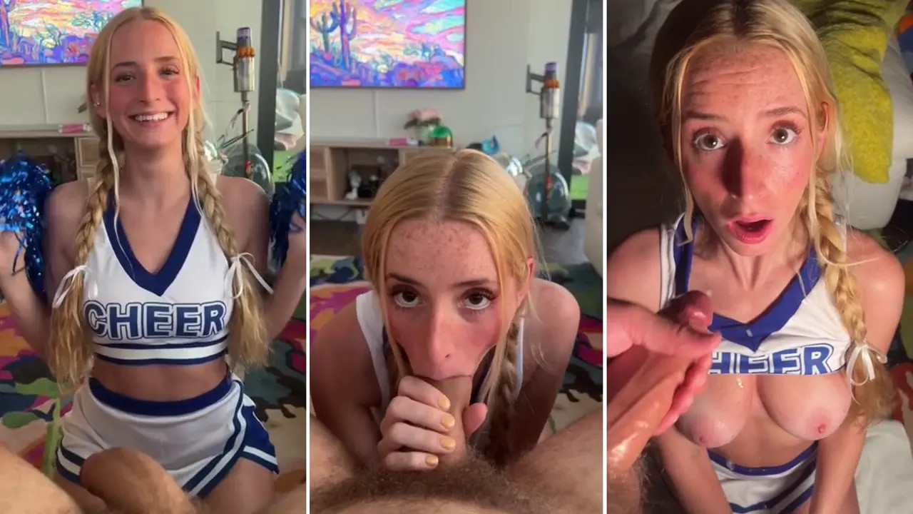 Cheerleader Madison Moores Rides BF's Cock