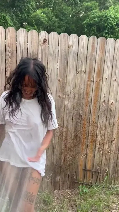 Thicc247 Gets Wet With A Water Hose Outside