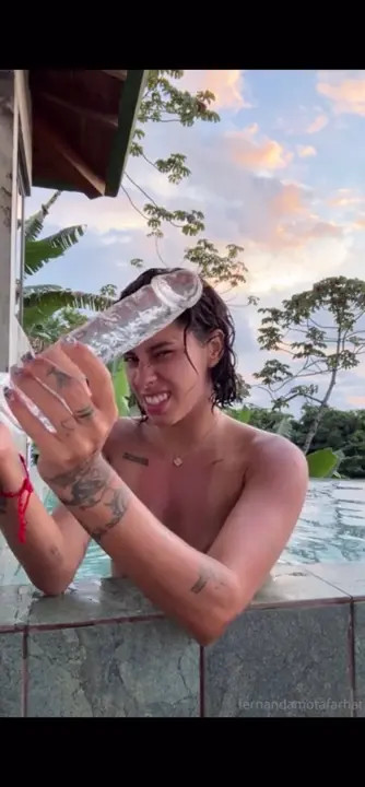 Fernanda Mota Farhat Rides A Dildo By The Pool