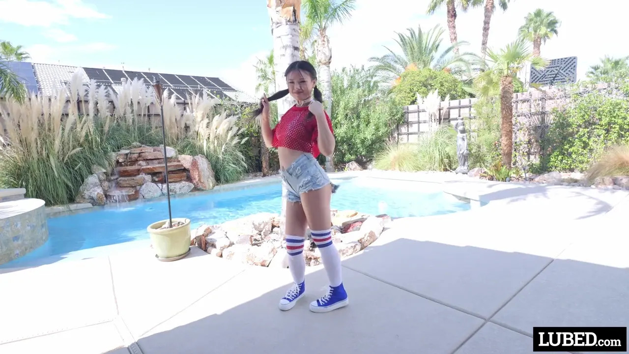 Lulu Chu Gets Oiled Up And Fucked By The Pool