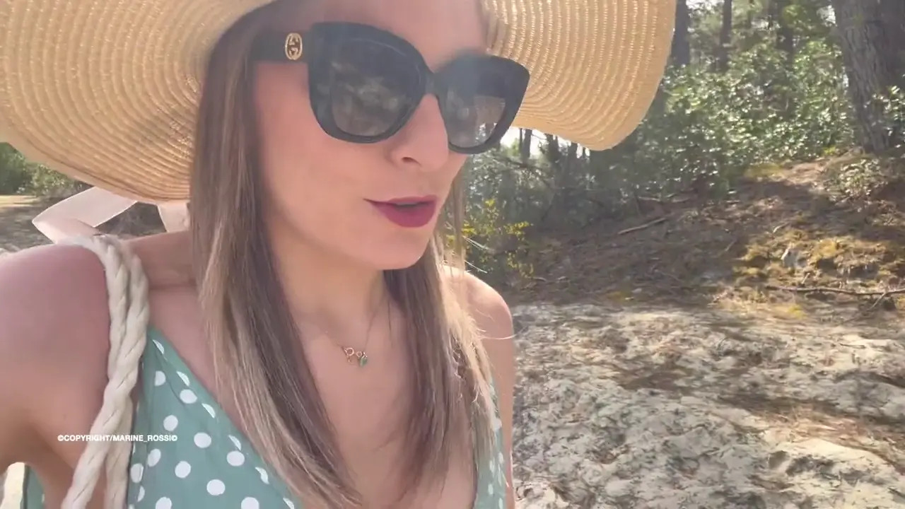 Marine Rossi’s Pussy Play At The Beach