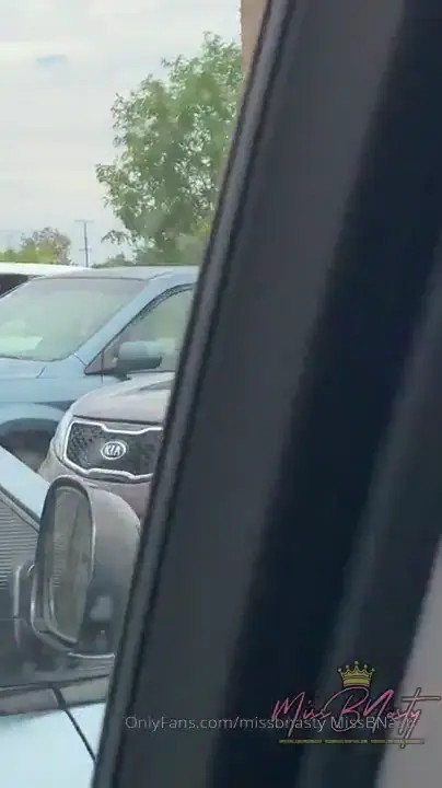 Miss B Nasty Plugs Both Her Holes In The Back Of A Car