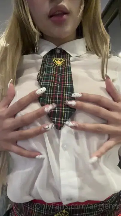 Angie Marin Teases And Rubs Pussy In School Outfit