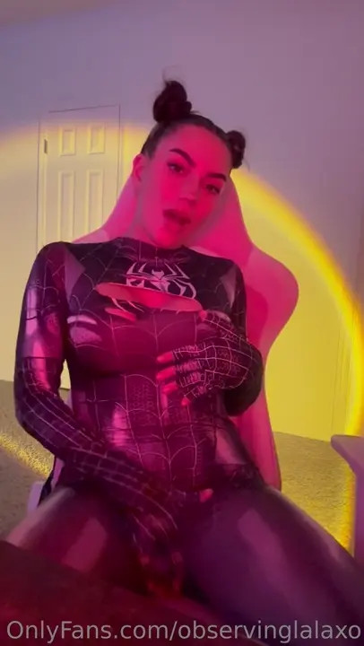 Observinglalaxo Enjoys Herself In A Black Spidey Suit