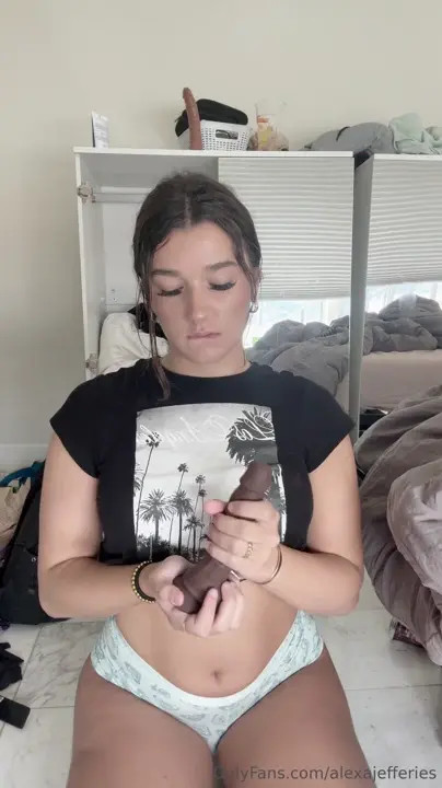 AlexaJefferies Rides Her Black Dildo