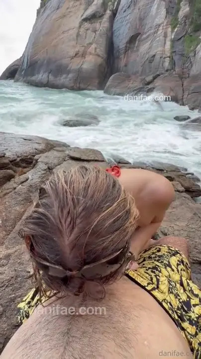 DaniFae Rides A Cock On A Rocky Beach