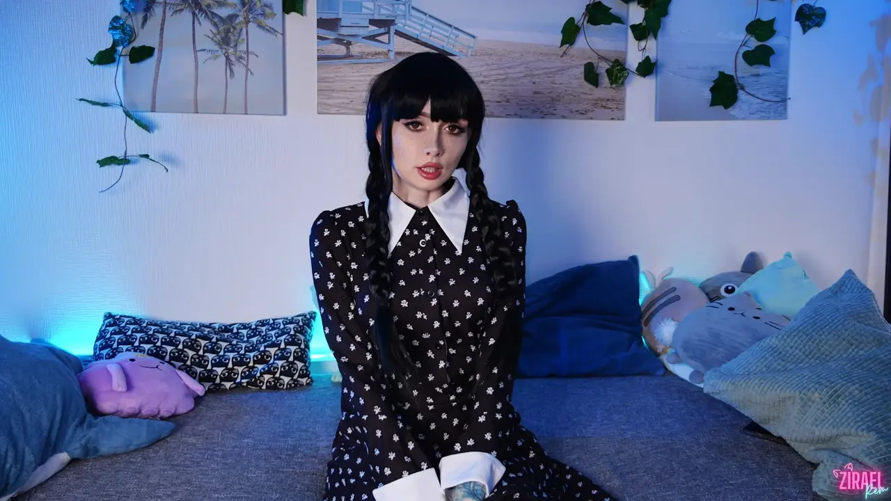 Zirael Rem Strokes Her Creamy Pussy As Wednesday