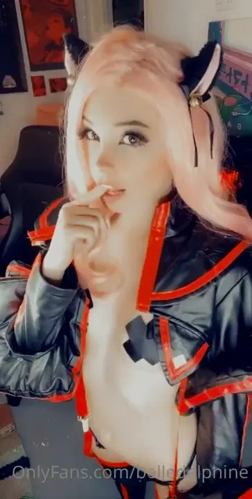 Belle Delphine Licks Fingers In Kitty Costume