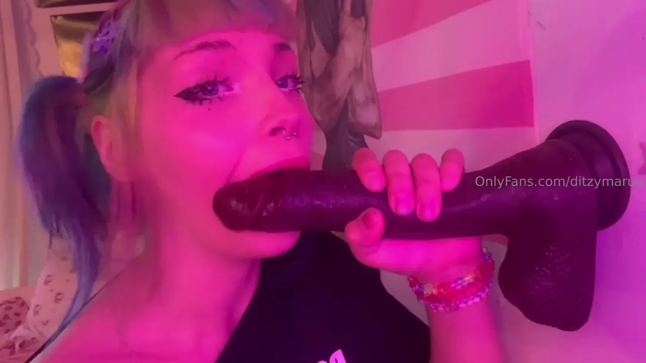 DitzyMaruu Deepthroats A BBC Dildo
