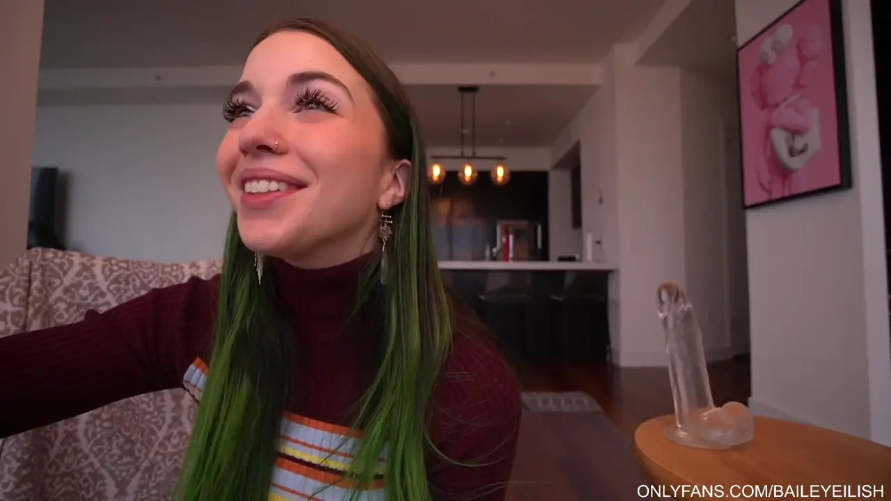 BaileyEilish Loves Riding Her Clear Dildo