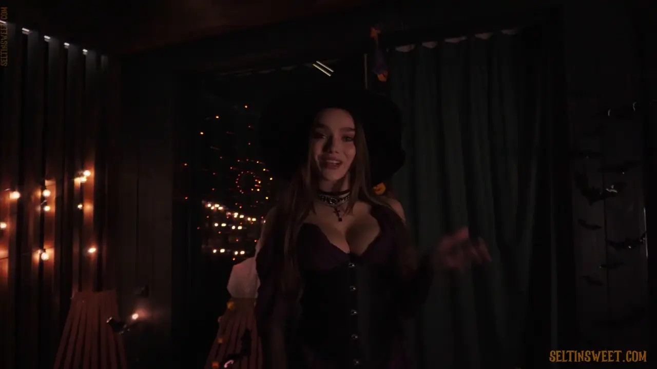 Sexy Witch Seltin Sweet Stuffs Her Pussy With A Dildo