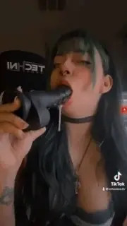 Pikacheekss Deepthroating A Big Black Dildo