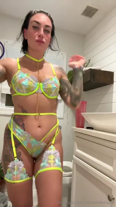 Desiredehaze Rocking Her Green Lingerie
