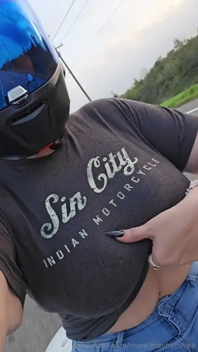 More.Mayhemfree Flashes Bra While Riding Motorcycle