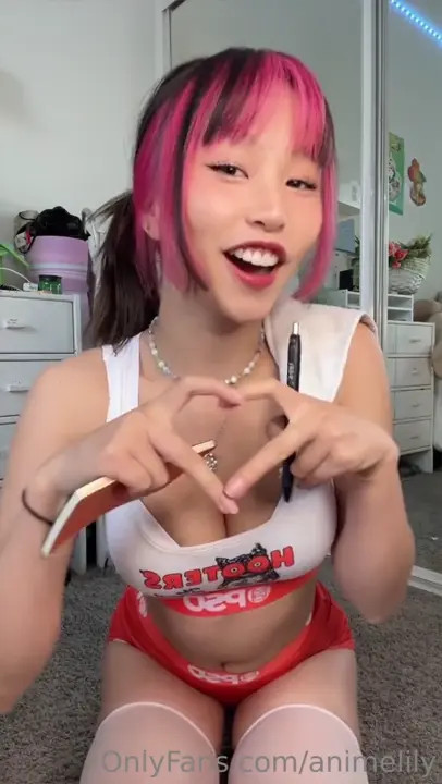 Animelily Gets Naughty In Her Hooters Uniform