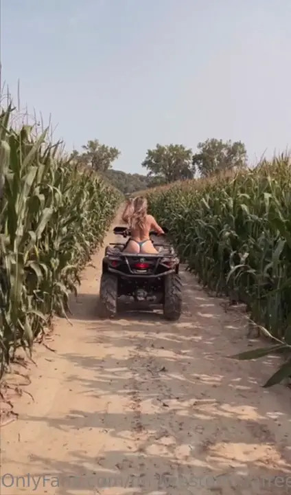 Midwestemma Rides ATV With Only Her Panties On