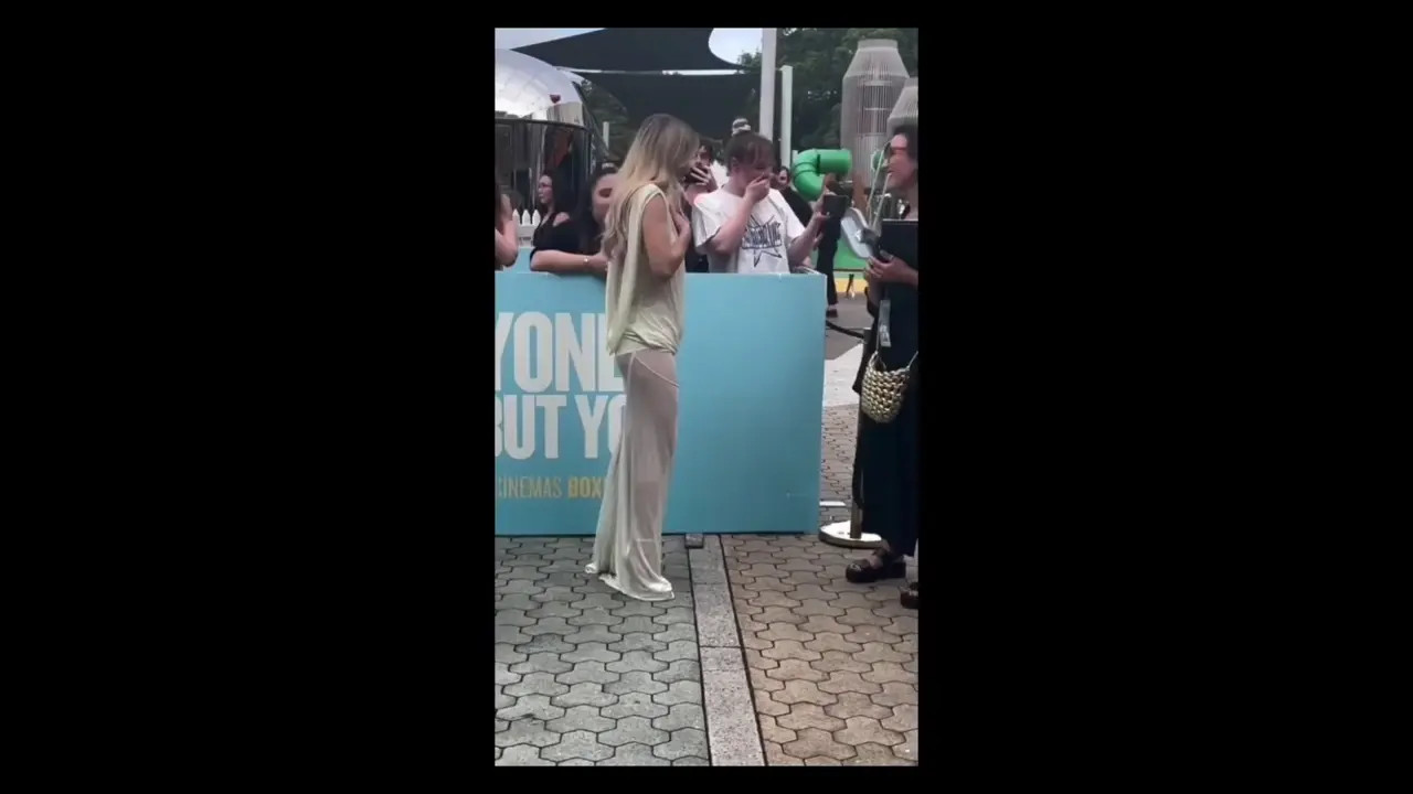 Sydney Sweeney Walks In A Hot Dress