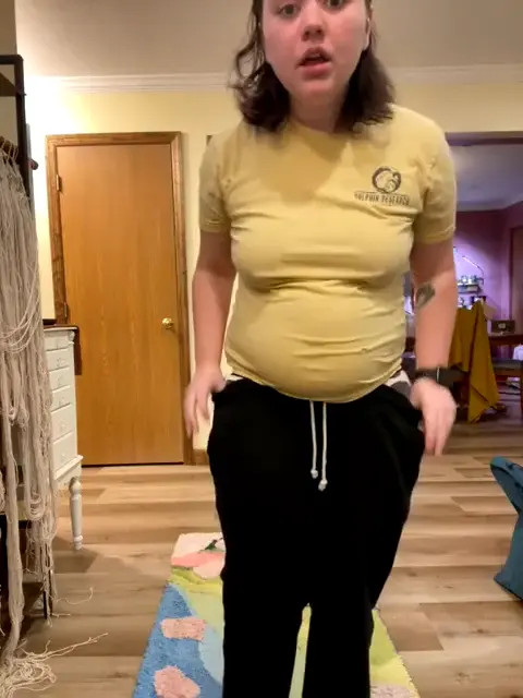 Snackupjackie Strips To Try Her New Clothes
