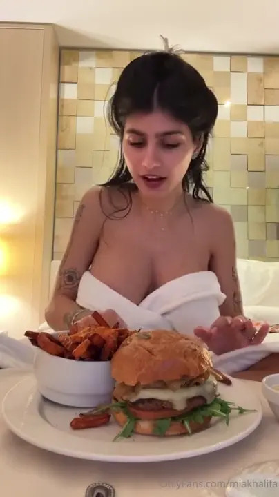 Mia Khalifa Eats Dinner With Tits Out