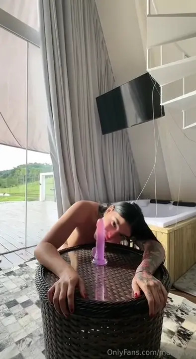 Marian Gomez Pounds A Dildo On The Table